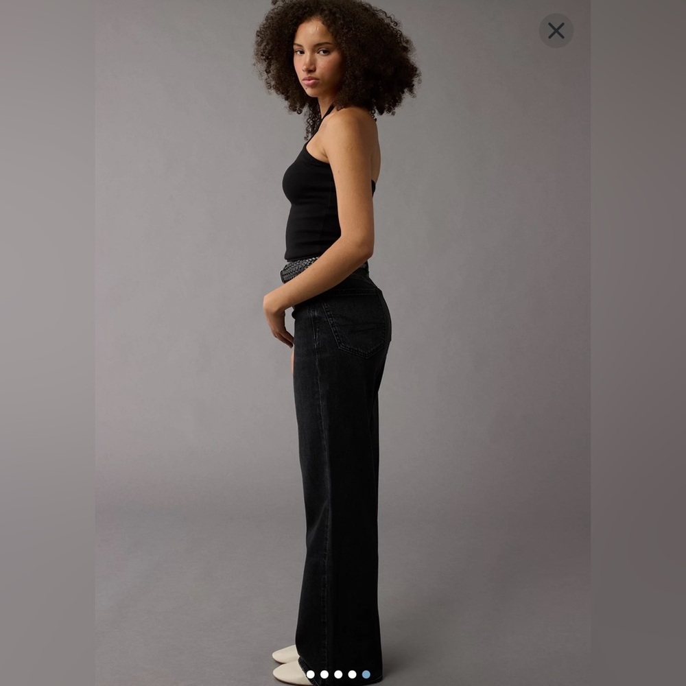 AE Dreamy Drape Stretch Curvy Super High-Waisted Baggy Wide-Leg Jean, SHORT - Picture 6 of 9